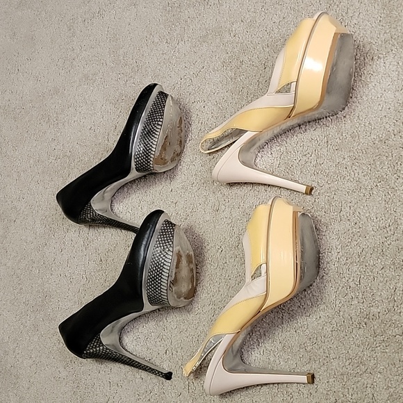 Bebe lot, 2 pairs of platform heels 8M - black, peach - Picture 4 of 6
